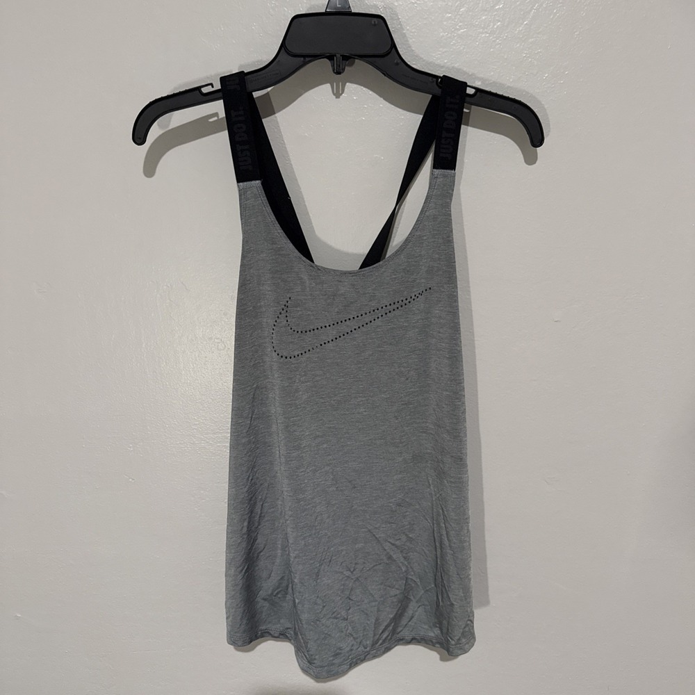 Nike Womens Gray Just Do It Elastic Strap Racerback Tank Top L 686107-066
